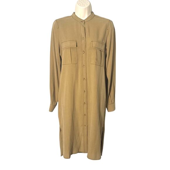BCBGMaxAzria Maddox Silk Shirt Dress in Agave Green Size XS - Picture 3 of 13